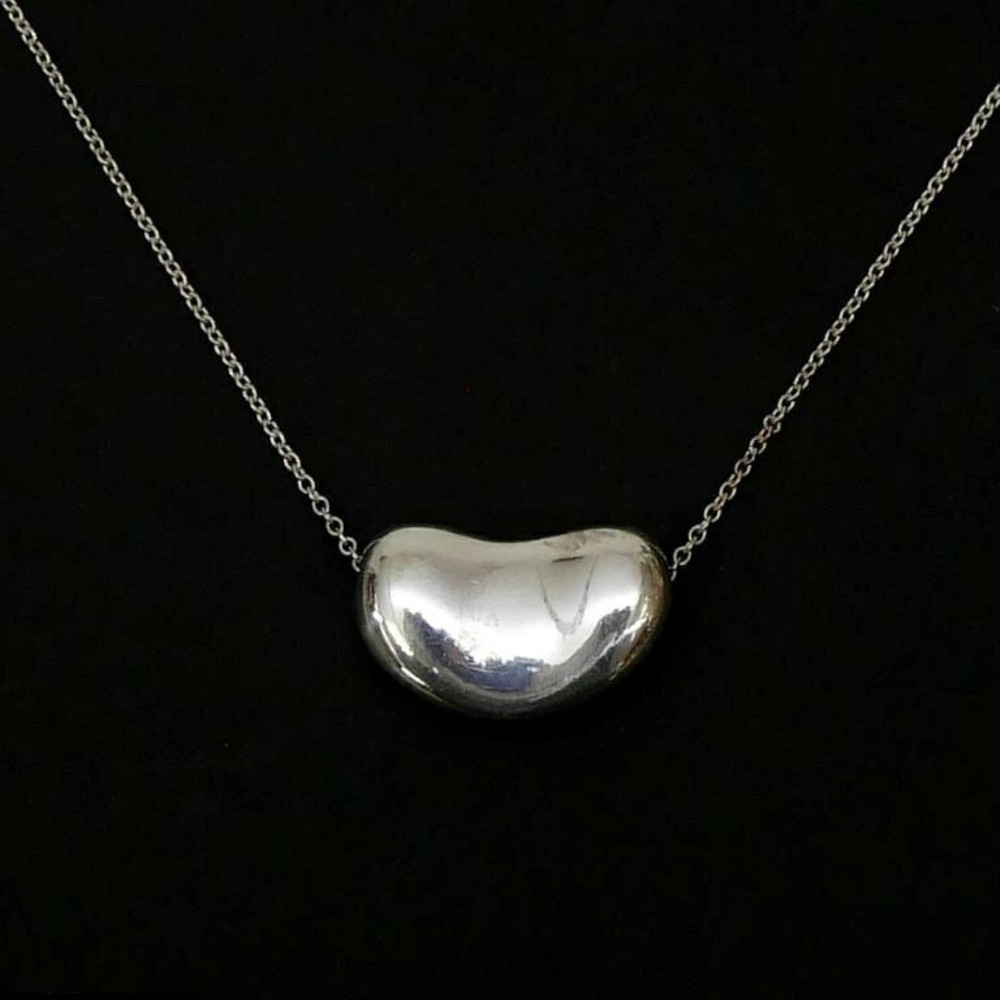 Tiffany Co Necklace Bean Pendant Elsa Peretti Silver